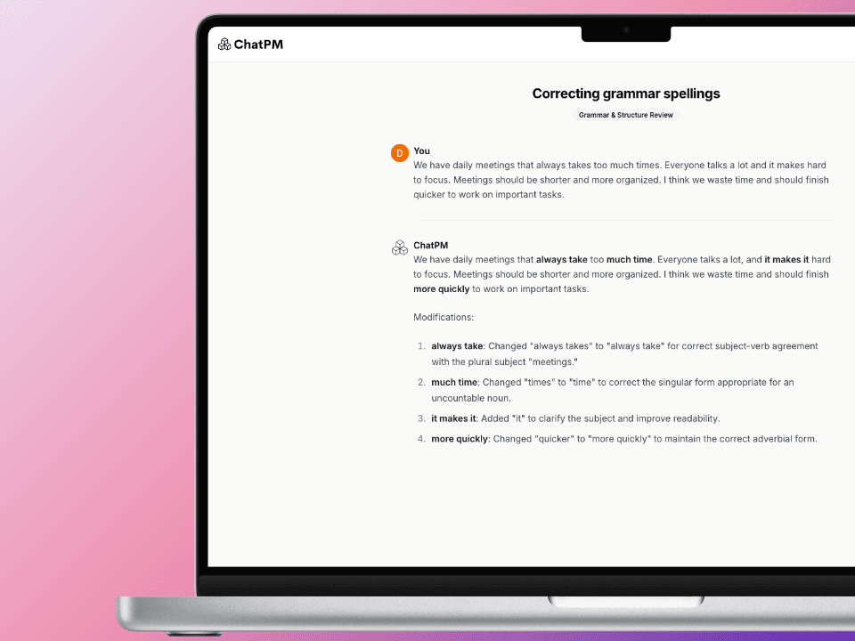 Showcasing the usage of the Grammar & Structure AI Tool